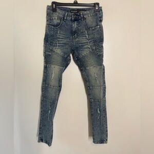 Hard Soda Blue Denim Jeans Men’s size 29x30 Slim Fit Stretch Distressed EUC